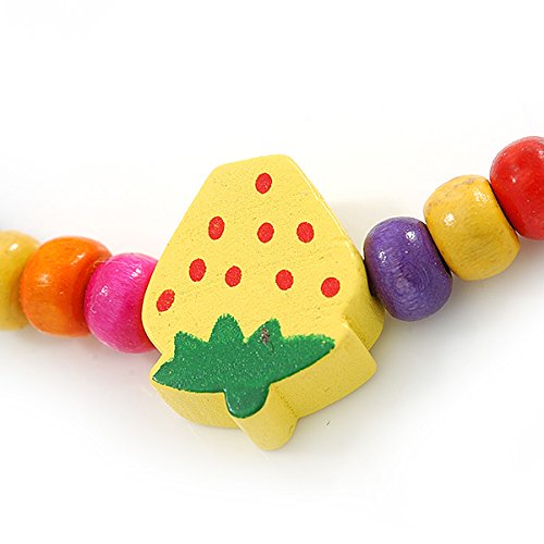 Collar de madera para niños flexible que no causa alergias con pulsera elástica 7