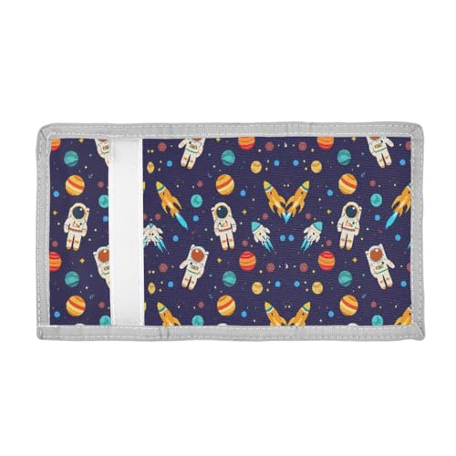 ALAZA Kids Wallets for Boys Girls Toddler Trifold Wallet Children Small Astronauts Rockets Planet with Zipper Coin Pocket2