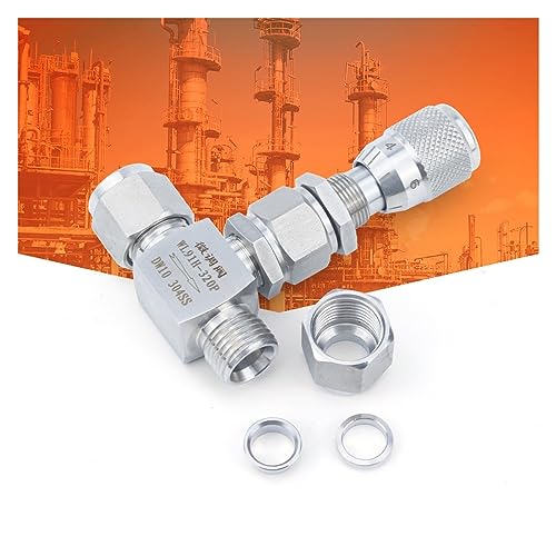 Vanne à pointeau coudée 1/4 compression inox 304 contrôle micrométrique