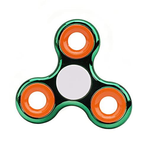 Toyland® Fidget Hand Spinner - Soulagement du Stress et de l'anxiété - 38 Motifs au Choix (Anneaux Verts et Orange métalliques)
