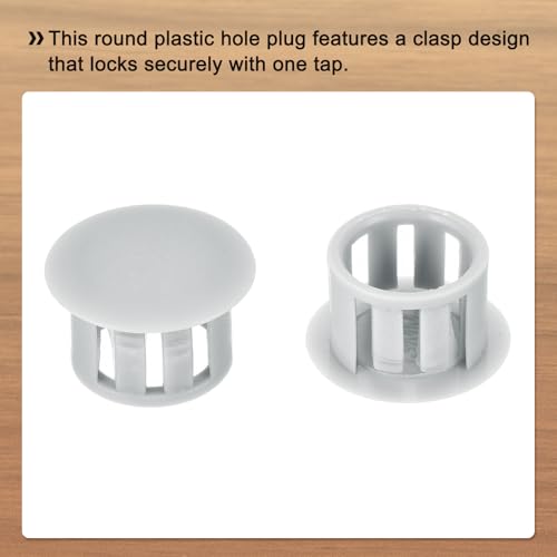 Image of MECCANIXITY 64PCS 13mm(1 /2 inch) Light Gray Plastic Hole Plugs, Flush Type Panel Hole Plugs Insert End Caps for Locking Hole Tubes Furniture Cabinet