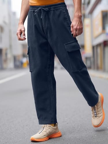 Image of Bewakoof Men's Oversized Fit Mid Rise Cotton Cargo Pant| Loose Fit Street-Style Comfort | Utility Pockets | Everyday Wear
