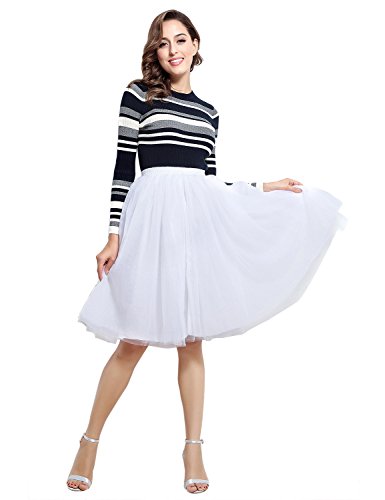 Belle House Lady's White Tulle Princess Skirt Mid/Knee Length Skirts #TOP3