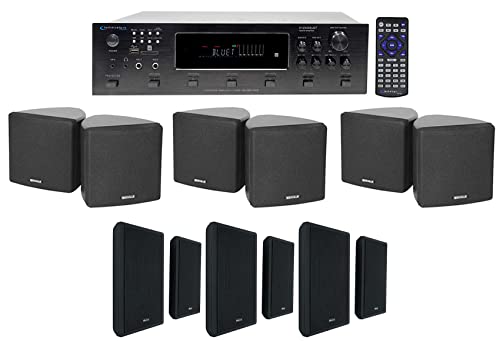 Technical Pro H12X500UBT 6-Zone Home Theater Receiver+6 Black Cube+Wall Speakers