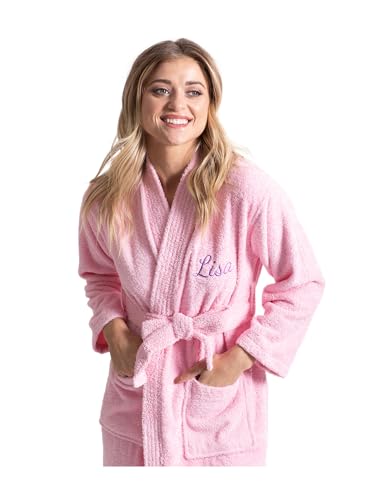 Image of Turkuoise Soft & Absorbent Towel Robe, 100% Cotton Turkish Terry Cloth Kimono Bathrobes for Women