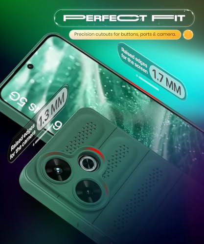 Image of WOW IMAGINE Ultimate Silicone Back Cover Case for Mi Redmi 13 5G | Poco M6 Plus 5G | Heat Dissipation Thin Soft TPU | 360 Camera Protection | Breathable Cooling Holes - Forest Green