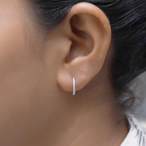 10MM Huggie Hoop Earrings for Women, 0.25 Cttw Lab-Grown Diamond Hoop Earrings in 10K or 14K Solid Gold or 925 Sterling Silver, Wedding Bridal Jewelry Gift For Her2