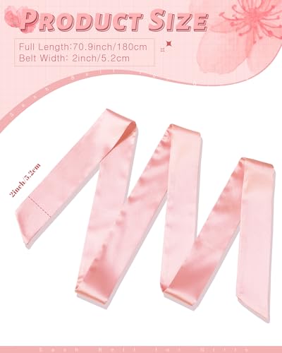 Satin Sash Belt for Girls Flower Girl Sash Long Waist Belts for Wedding Party Special Occasion 2'' Wide2
