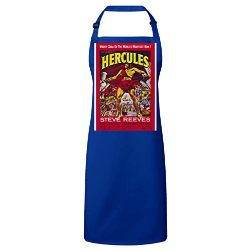 Tablier cuisine premium bleu Hercules au design de poster cinéma vintage