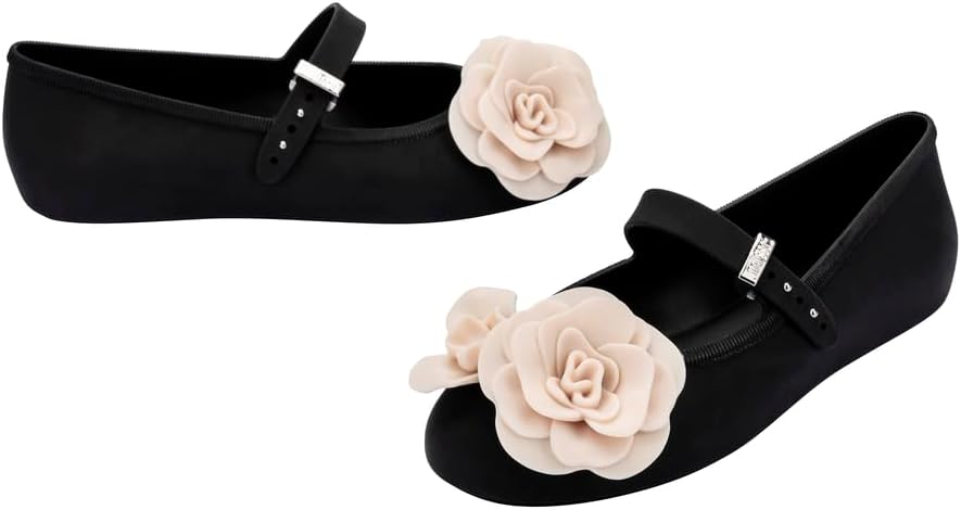 Melissa Soft Ballerina Petals - Seasonless Flats for Women - Classic Ballet Flat Style with Adjustable Strap - Light-as-Air PVC Construction - Soft Foam Insole - Bubblegum Scent