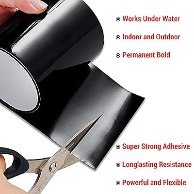 CANOPUS Patch and Seal Tape, Waterproof Tape for Indoor & Outdoor Use, Heavy Duty Thick Rubberized Repair Tape, Fix Leaks on Hoses, Pipes, Gutters, Roofs, Boats, Pools, 4 x 5' Black