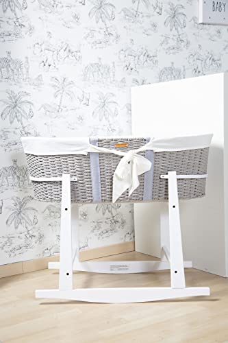Support à bascule couffin Moïse bois pin blanc pour panier osier - 4