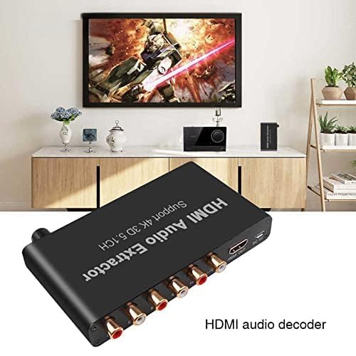 Image of HDMI Audio Extractor 4K 3D 5.1CH Converter 6RCA Out | Dolby AC3 DTS decoding, HDCP compliant, HDMI passthrough, USB powered, works with PS4 Xbox Blu-ray DVD projector TV AE-543H