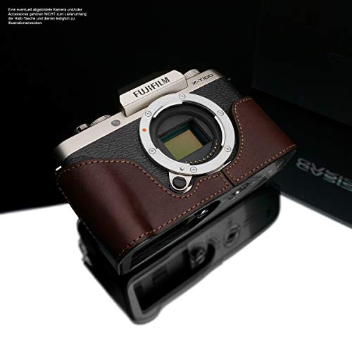 GARIZ Kameratasche für Fujifilm X-T100 | Fototasche aus italienischem Leder | Tasche für Fuji FinePix XT100 | Ledertasche : Hellbraun | XS-CHXT100BR Cover