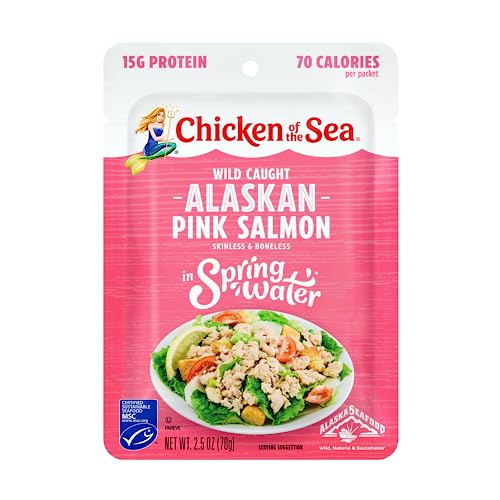 Chicken of the Sea Alaskan Pink Salmon, 2.5 oz. Packet (Pack of 1), Wild Caught Salmon, Skinless & Boneless