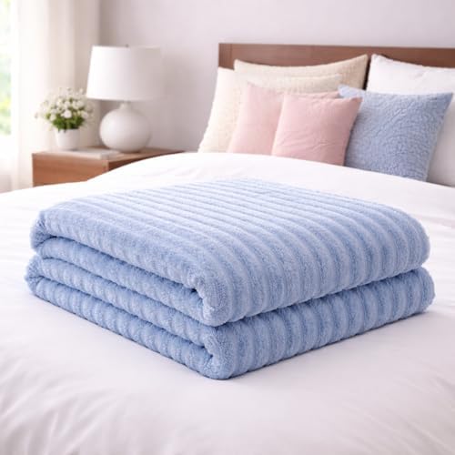 Cobertor Manta Casal Padrão Canelada Macio Luster Corttex (Acqua)