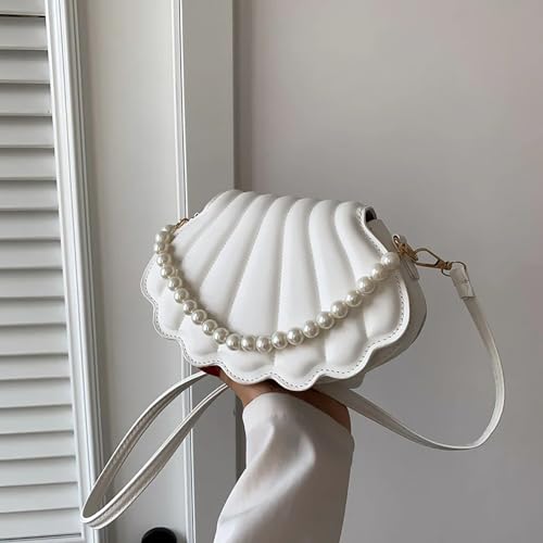 Image of SYGA Women's Casual Crossbody Purse, Small Size With Zipper Closure Shell Bag (White)