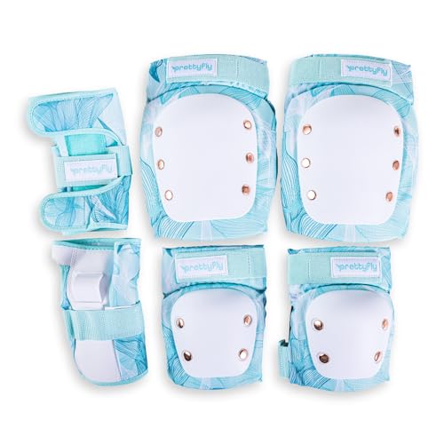 Yvolution Prettyfly Safety Pads Protective Gear Set With Elbow, Knee, Wrist Pads (Blue, Medium)