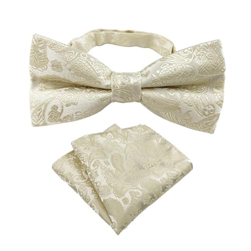Fliege mit Einstecktuch fur Herren Einfarbig Einstellbar Smoking Fliege fur Hochzeit, Party, Herren-Set aus Solider Mattierter Bifold-Fliege mit Einstecktuch