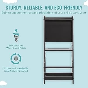 Explora tower step stool in black anti slip base multipurpose kids step stool 3 platform heights chalkable black board  urban country home decor