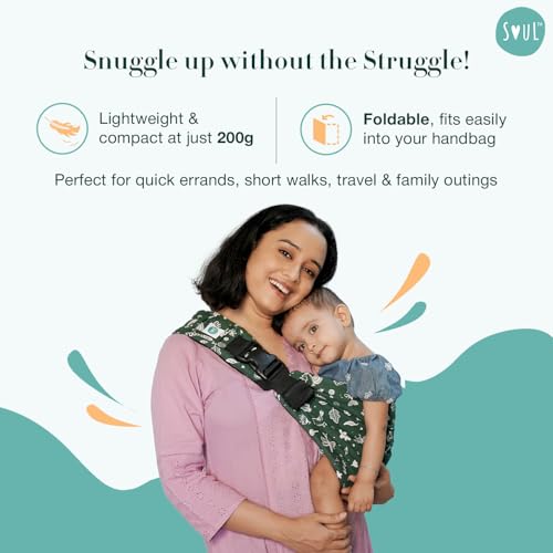 Image of Soulslings Imbu Buckle Hip Sling Baby Carrier -100% Cotton - Forest | Baby Toddler Carrier | Baby Sling Carrier | Lightweight Sling Baby Carrier for Babies & Toddlers | Adjustable for 6 - 30 Months (Upto 20kg)