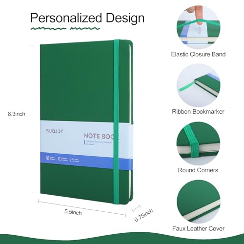 Carnets lignés papier de qualité supérieure SUQJOY A5 couverture rigide verte
