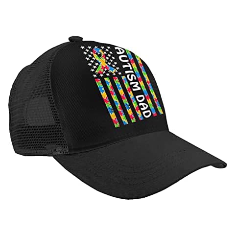 DARLEKS Autism Awareness Proud Autism Dad Mesh Trucker Hats,Outdoor Snapback Dad Hat,Hip Hop Men Women Adjustable Baseball Caps Cover