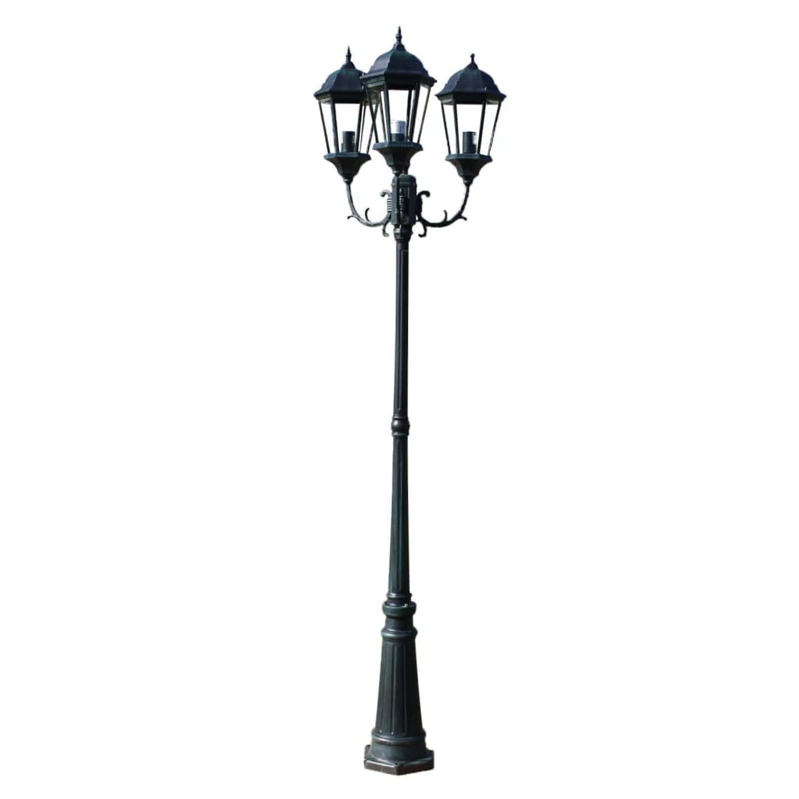 Farola de jardín 3 brazos, XIAOGUANG Farolas Exterior Jardin, Farolas Jardin, Lampara De Jardin, 230 cm verde oscuro/negro aluminio