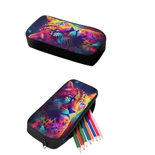 PinUp Angel Orange Yellow Leopard Cheetah Backpack For Kids School Bag With Lunch Bag and Pencil Bag, Cool Magical Animal Bag For Children Boys and Girls Bookbag4