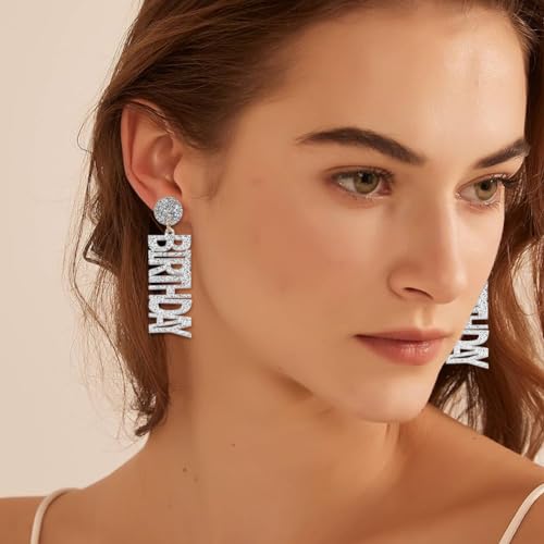 Happy Birthday Earrings Glitter Drop Dangle Earrings for Women2