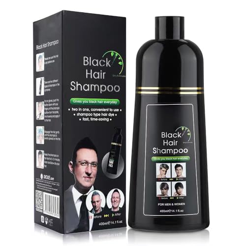 YUOLITA 400 ml Black Hair Shampoo Dye, Instant Black Hair Shampoo Hårfärgningsschampo för...