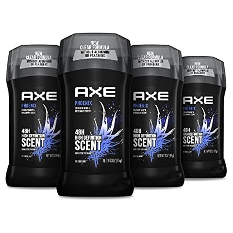 AXE Phoenix Deodorant 48H Odor Protection Crushed Mint & Rosemary Aluminum Free Deodorant for Men 3 Ounce (Pack of 4) Cover