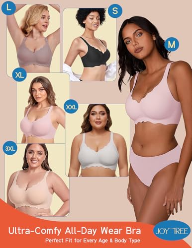 Image of JOYTREE Silky Bras for Women No Underwire V Neck Bralettes for Women Cloud Feel Everyday T Shirt Bra with Extender