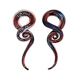 YOFANST 2pcs Ear Stretching Glass Spiral Tapers Piercing Jewelry Ear Gauges 2pcs Red Glitter, 12mm