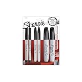 SHARPIE 6 Pack Assorted Sizes, Ultra fine tip, and Chisel Tip permanent markers - Black (1 Pack)