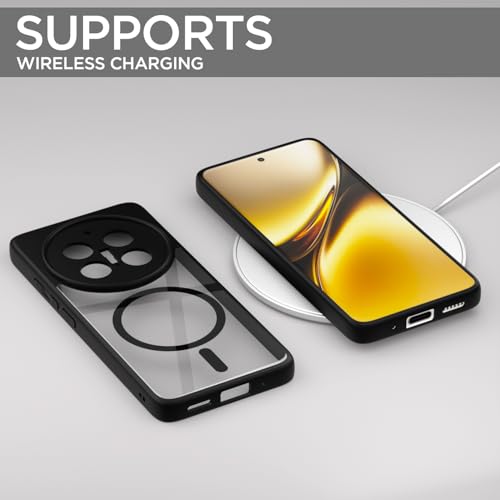Image of Amazon Basics Back Cover for Vivo X200 Pro 5G Compatible with MagSafe | Shockproof Design | Hard Transparent Back Case (Black)