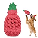 Pink Pineapple Dog Chew Toy, Durable Rubber, Teething & Training, Birthday Party Gift for Small & Medium Dogs