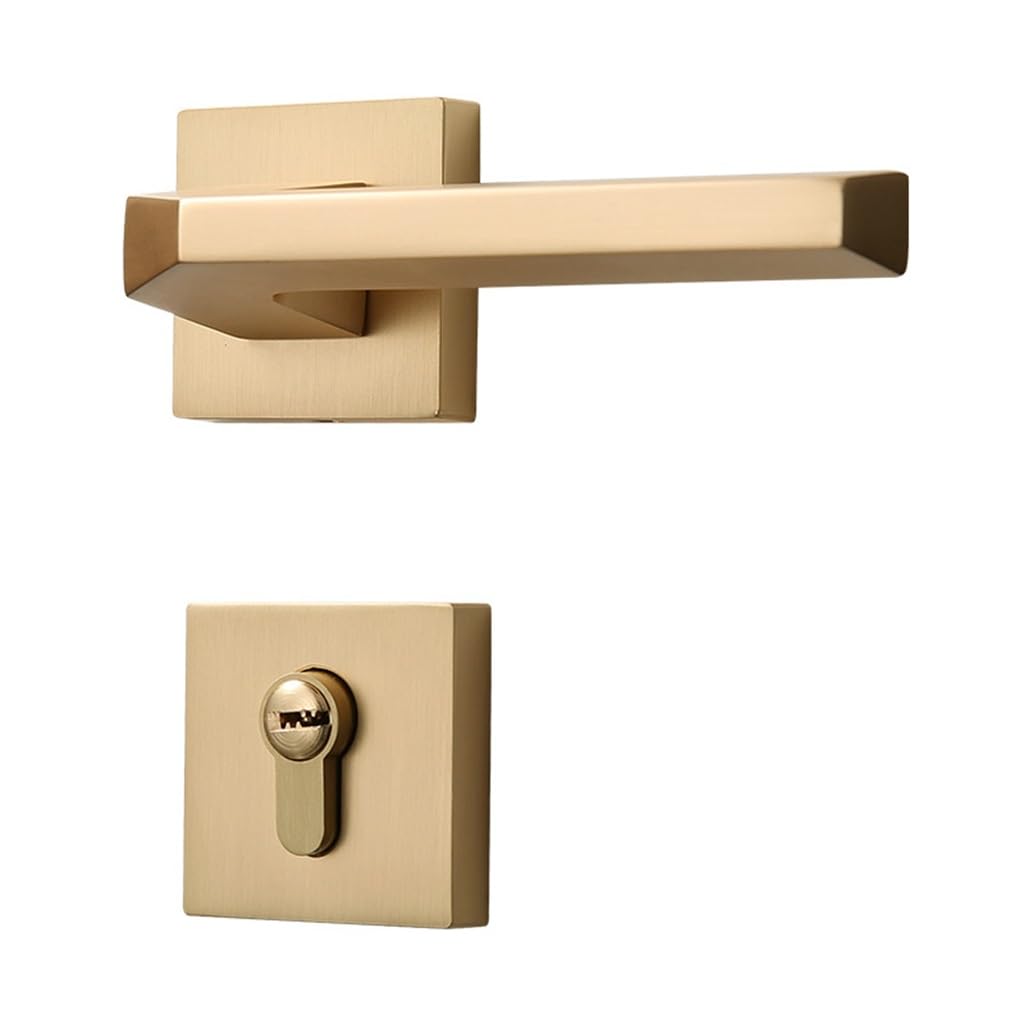 MOBYGKFY Indoor Bedroom Mute Room Door Lock Magnetic Split Bathroom Brass Brushed