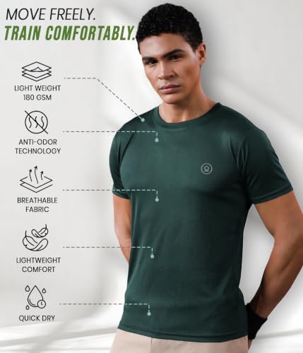 Image of CHKOKKO Gym T Shirts for Men Workout Activewear Solid Quick Dry Sports Tshirt for man Breathable Lightweight Half Sleeve Regular Fit Round Neck Running Boys T Shirt