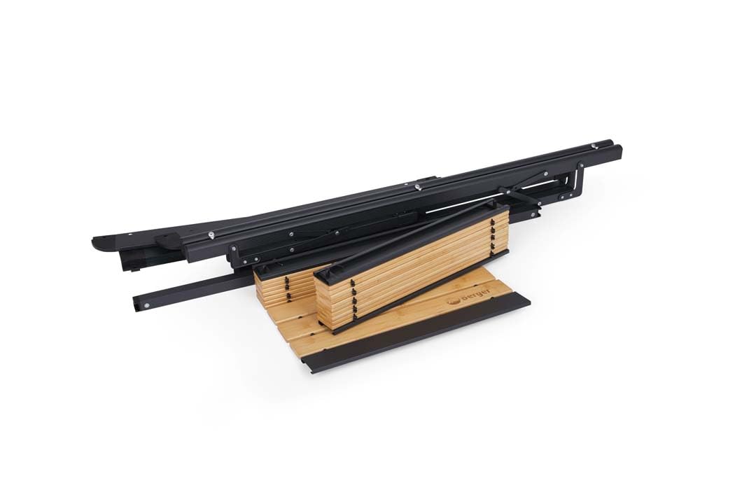 BERGER Alu-Bambus Rolltisch │Markttisch Klapptisch Beistelltisch Gartentisch Campingtisch leicht & wetterfest │klappbarer Multifunktionstisch für Camping Balkon Grillen Märkte Festivals 110x70cm
