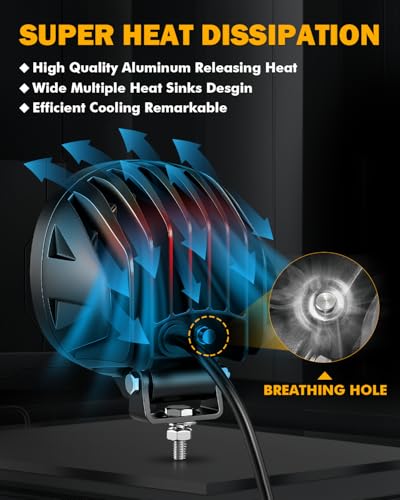 Auxbeam 4 Inch LED Offroad Lights, P4 Series 90W LED Offroad Driving Lights, Super Bright White Spot Beam Auxiliary Work Light with Wiring Harness Kit for Truck Pickup SUV ATV UTV 4x4 Jeep