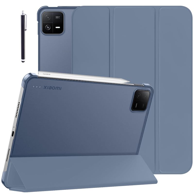 Image of Robustrion Cover for Xiaomi Mi Pad 6 Cover Case Flip Case Cover with Transparent Back for Xiaomi Pad 6 Cover 11 inch [Auto Sleep Wake Support] - Blue Grey