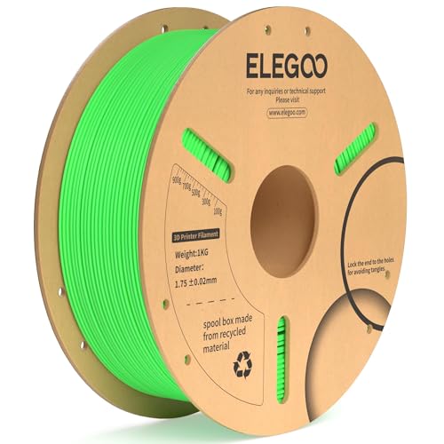 Image of ELEGOO PLA Plus Filament 1.75mm Neon Green 1KG, PLA+ Tougher and Stronger 3D Printer Filament Pro Dimensional Accuracy + /- 0.02mm, 1kg Spool(2.2lbs) Fits for Most FDM 3D Printers