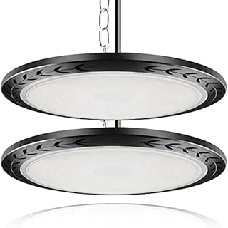 100W UFO LED High Bay Light 2 Pack, TASINUO 10000LM 6500K Daylight Industrial Pendant Ceiling Lights, IP65 Waterproof LED Garage Lighting for Factory, Warehouse, Barn, Workshop, Gym