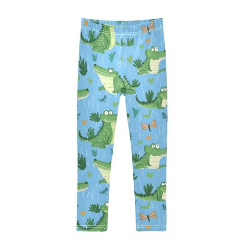 Cute Alligators Girls' Leggings Toddler Doodles Raindrops Kids Yoga Pants Dance Active Tights 4T