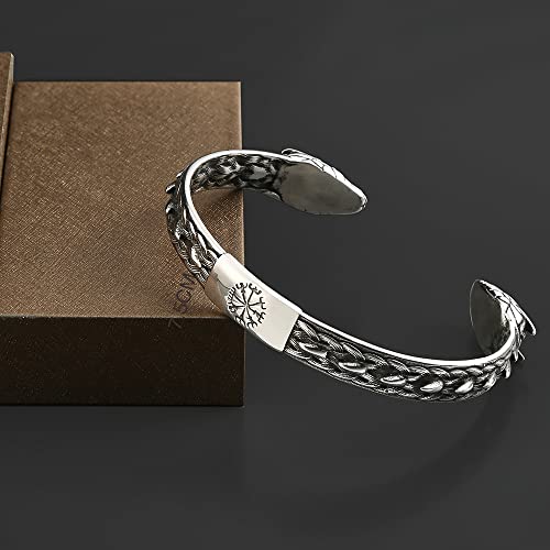 TURTLEDOVE Viking Dragon Jormungandr Bangle - Stainless Steel Norse Scandinavian Torc3