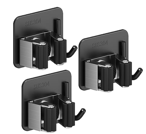 IVICOO Broom Holder Wall Mount,Mop and Broom Holder Wall Mount Command