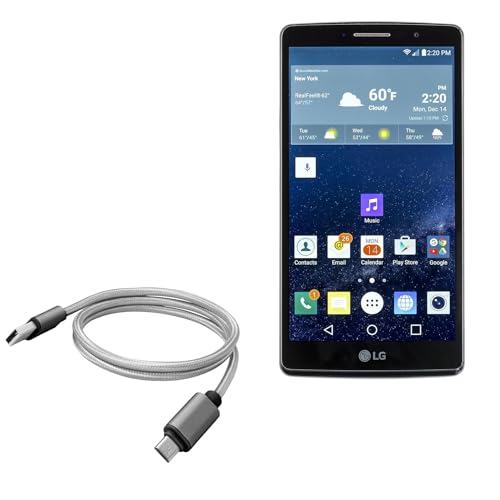 BoxWave Cable Compatible with LG G Vista 2 - Micro USB DuraCable, Braided Micro USB Charging Cable - Space Grey