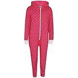 A2Z 4 Kids Girls Boys Designer Hooded All in One Jumpsuit - Cotton Onesie Polka Dot Pink 5-6