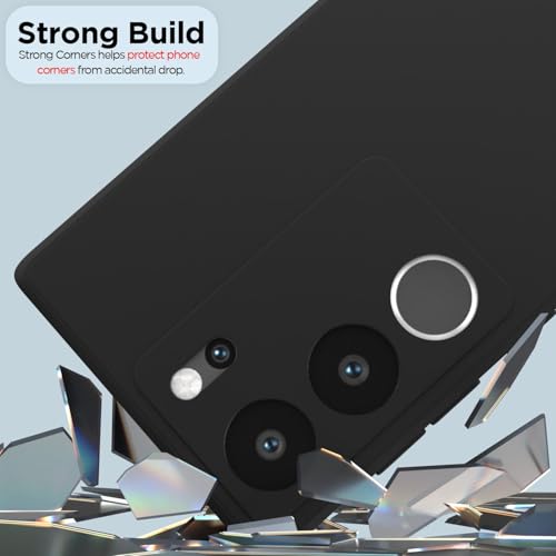 Image of Pikkme Back Cover for Vivo V29 /Vivo V29 Pro 5G | Slim Soft Matte Silicone Cover with Camera Protection & Shockproof Bumper Case (Black)